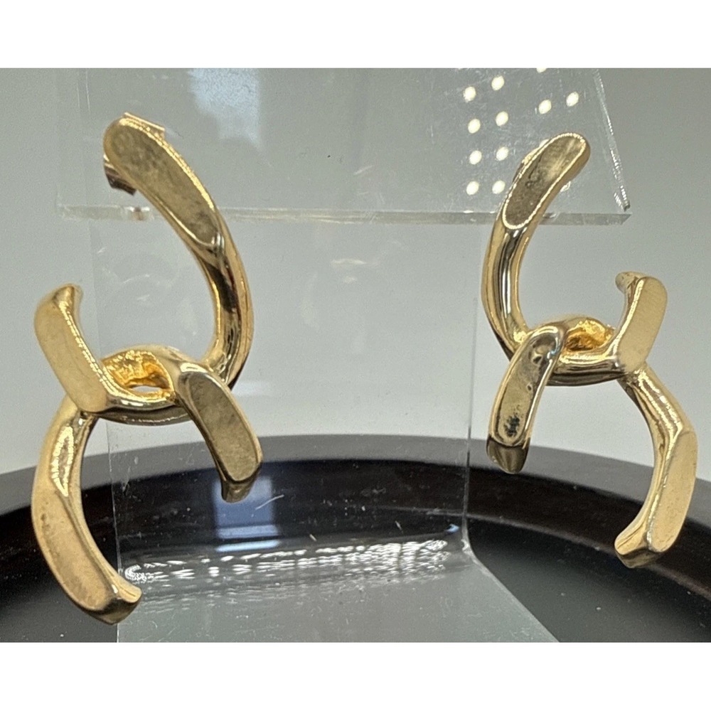Gorgeous Open Heart Gold Over Sterling Post Earrings 3/4 " Wide 1 3/4" Long 12 g